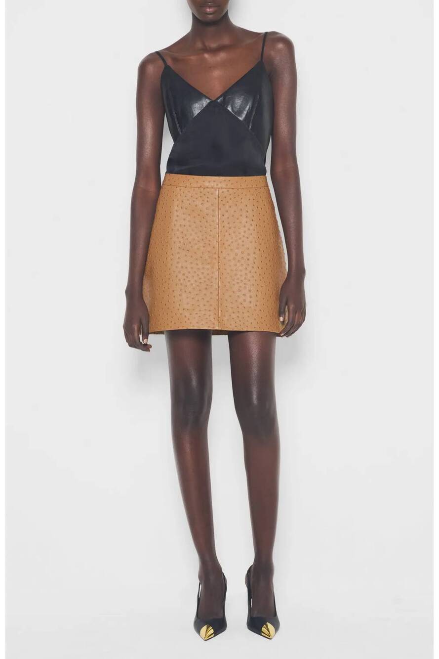 NEW AS BY DF nadine upcycled leather skirt in amber